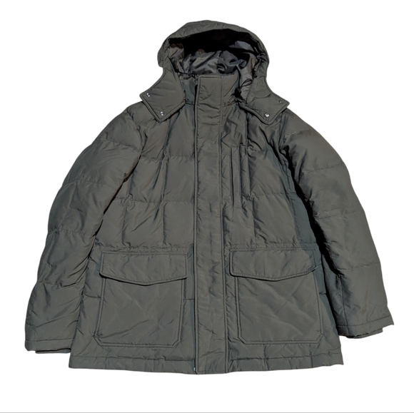 Uniqlo Puffer Jacket Mens Large Green Down Filled Coat - Picture 1 of 5